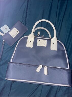 Rowallan of Scotland Blue Nylon Weekender Duffel Bag & Matching Wristlet